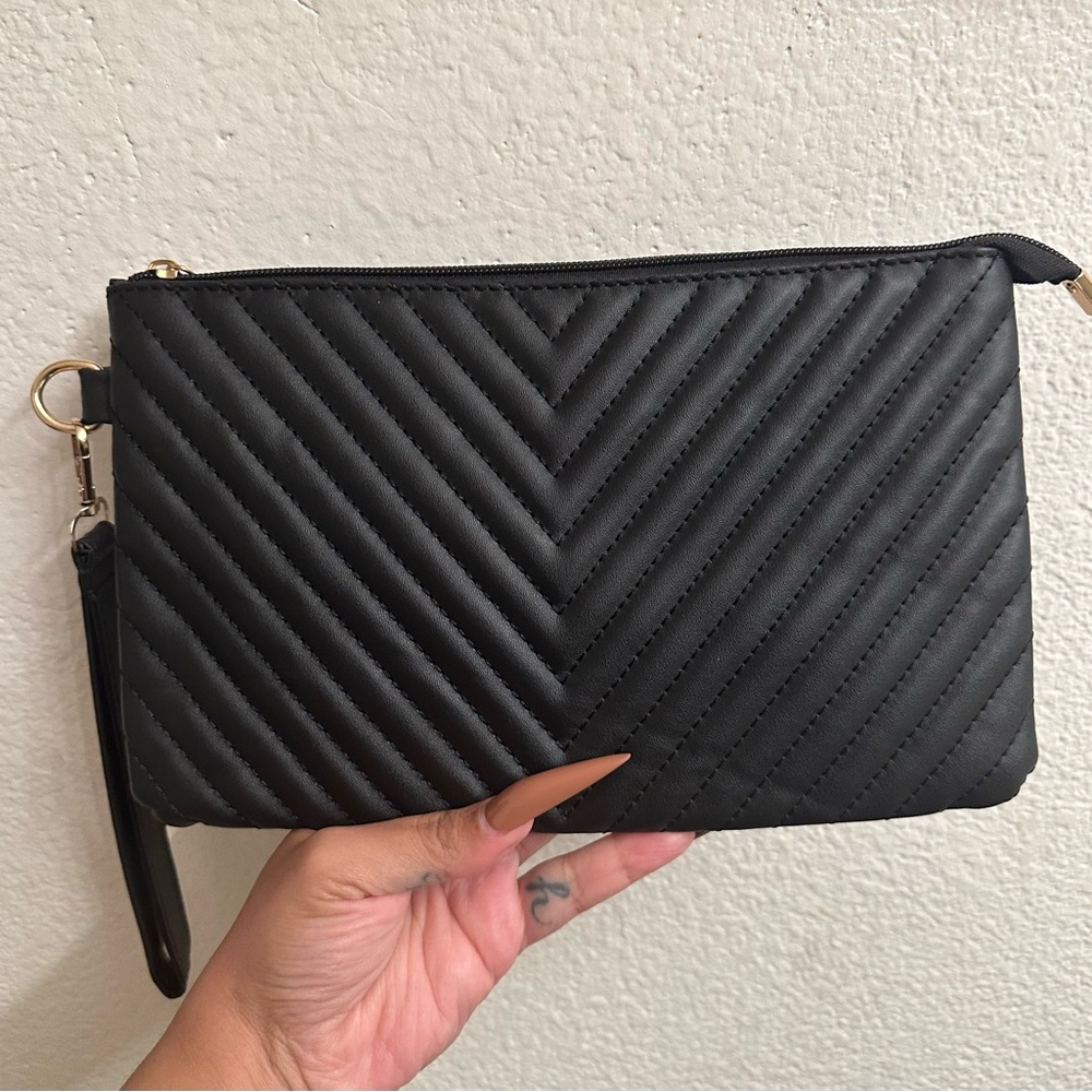 New Black Quilted Clutch